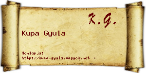 Kupa Gyula névjegykártya